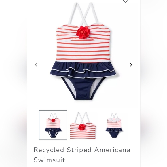 JANIE AND JACK RECYCLED STRIPED AMERICANA SWIMSUIT. SIZE 3 - Picture 1 of 8